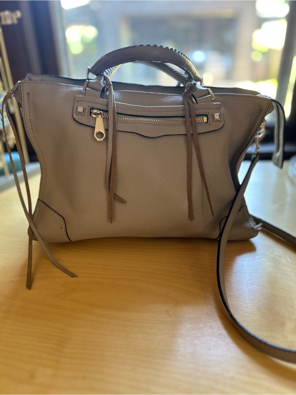 Rebecca Minkoff Taupe Leather Satchel With Top Handles
